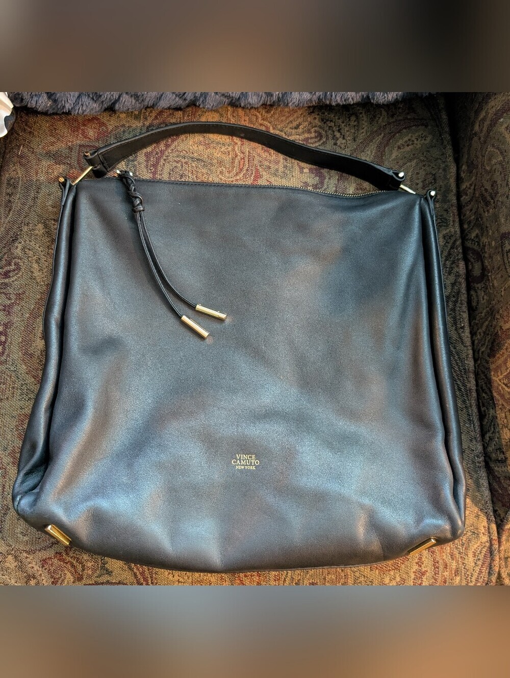 Vince Camuto Josie Black Leather Hobo Bag